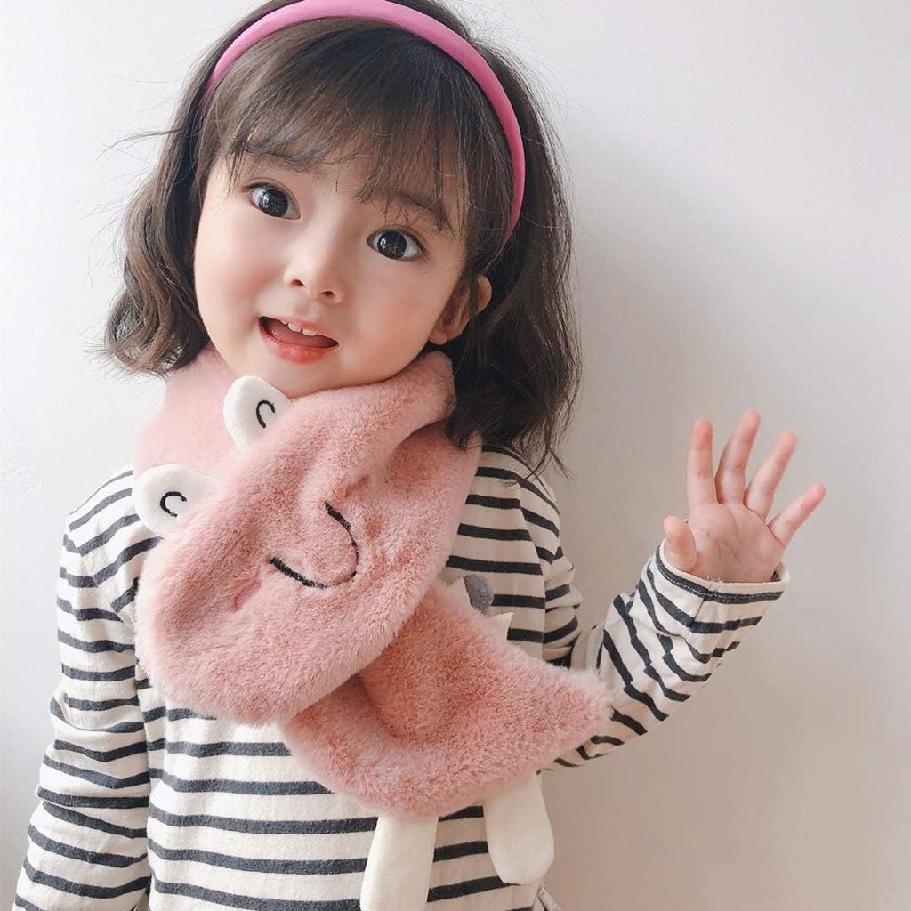 Autumn Winter Cartoon Cute Baby Plush Scarf Warm Boys Girls Solid Color Imitation Rabbit Children Thickened