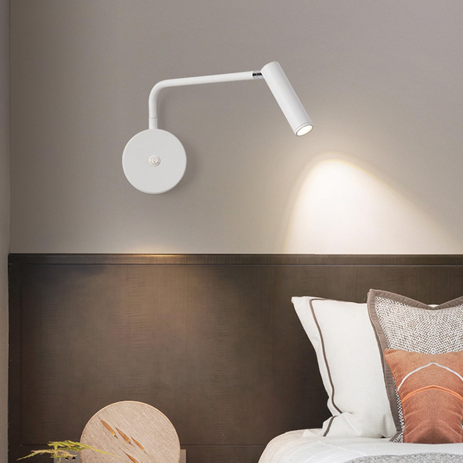 Lámpara de pared con interruptor aplique LED interior giratorio blanco 8