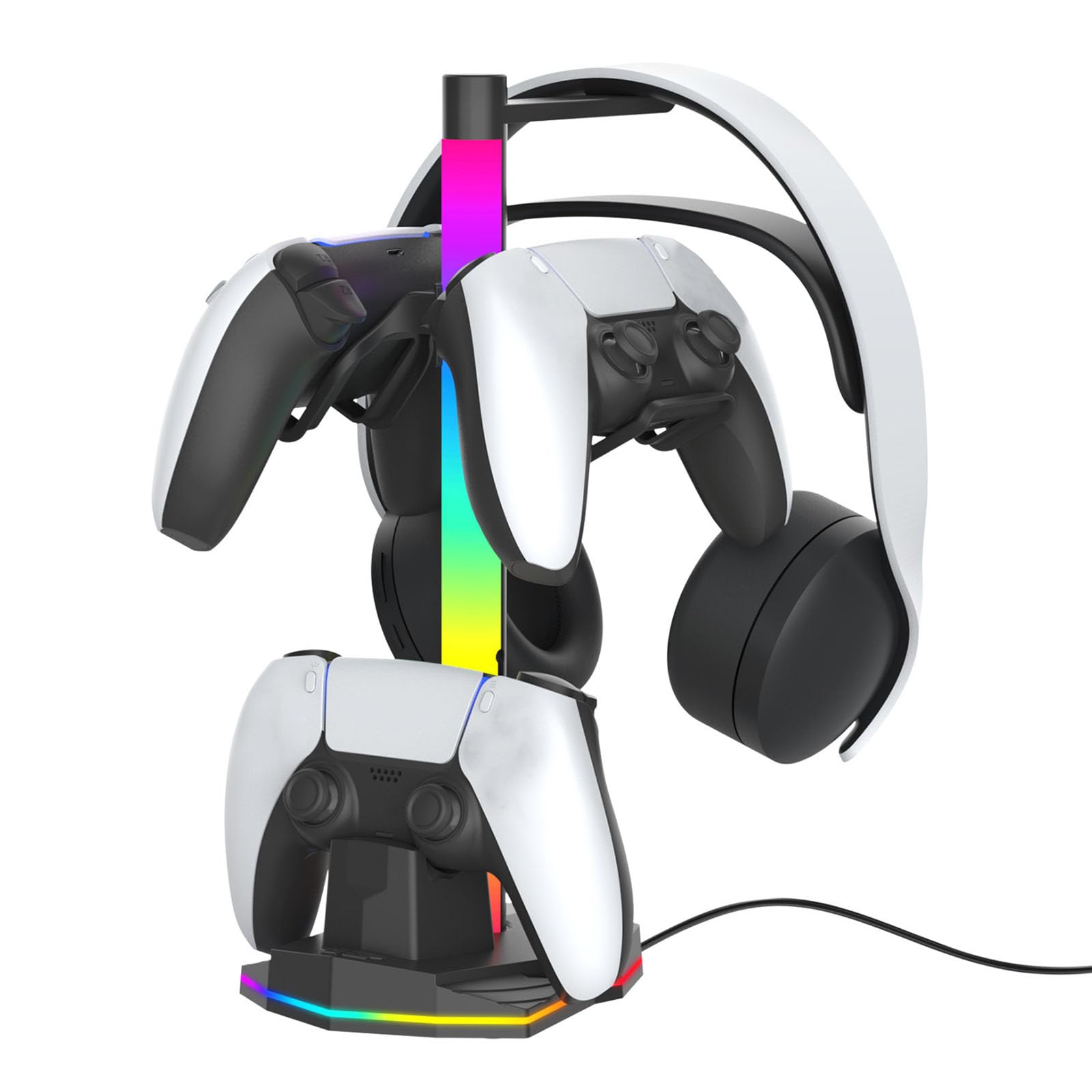 Soporte ergonómico para controlador de auriculares, gancho para auriculares con función de carga rápida y almacenamiento seguro de accesorios P5