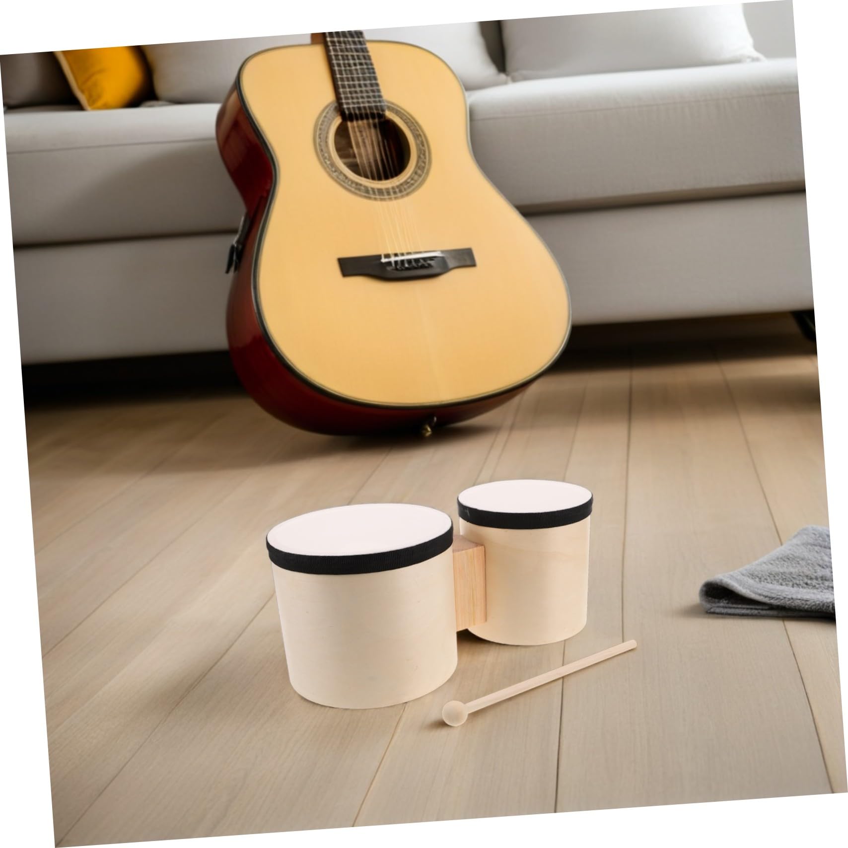 Toyvian Holz-bongos zum Üben und Handtrommeln mit Holzschlägeln Perkussionstrommel für Erwachsene und Musik-bongos für Musikalischen Unterricht