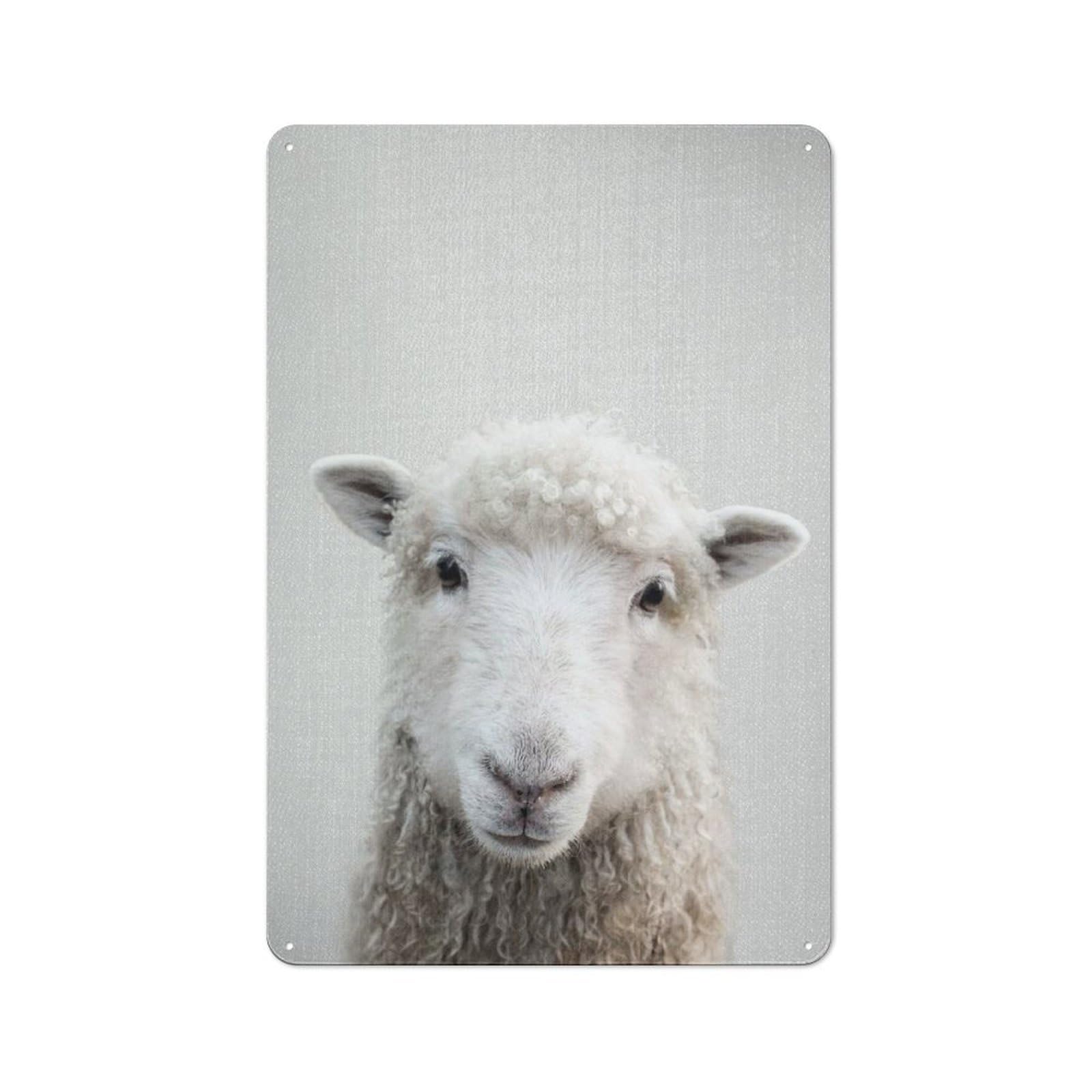 Junmoney Style-18 Workshop Style Sheep Colorful Decorative Metal Plaque 30X20cm, Shed Wall Plaque For Tool Room, Garage, Studio Or Home Bar