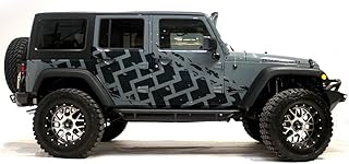Factory Crafts Tire Tracks Side Graphics Kit Vinyl Decal Wrap Compatible with Jeep Wrangler 4 Door 2007-2016