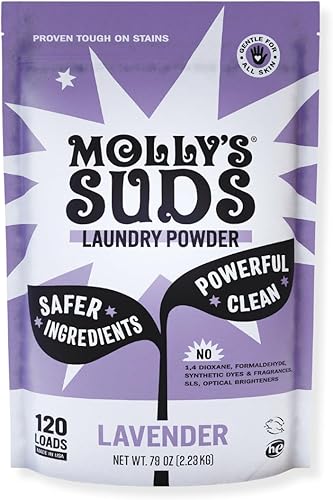Molly's Suds Detergente en polvo original para ropa Detergente natural para ropa en polvo para pieles sensibles Ingredientes derivados de la