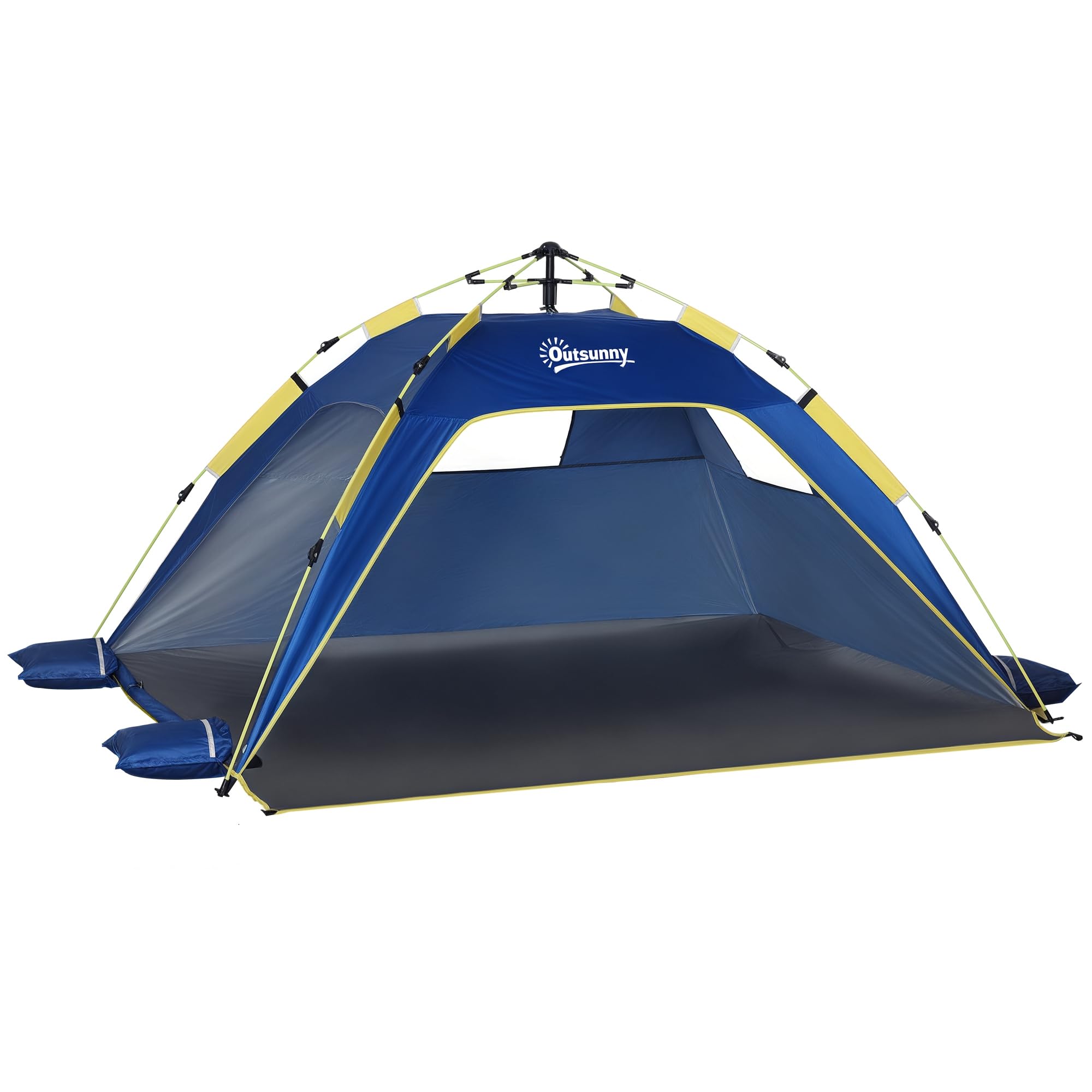 Outsunny Tienda de Playa Plegable, Carpa de Playa Pop-up para 1-2 Personas con Protección UV, Impermeable, Bolsa de Transporte, para Parque, Camping, 220x173x120 cm, Azul Oscuro