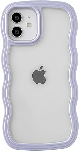 Miniatura 8 de Caseative Funda para iPhone 12, bonita forma de marco ondulado rizado, a prueba de golpes, suave, compatible con iPhone (negro, iPhone 12)