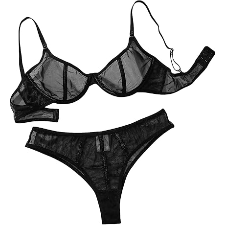 SOLY HUX Women's Mesh Lingerie Set: Unveiling Sheer Elegance