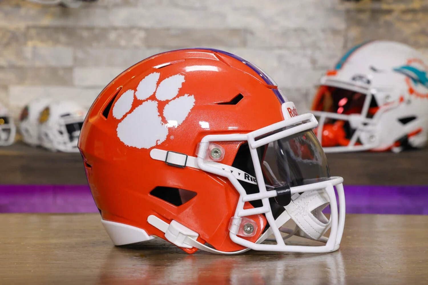 Clemson Mid-Size SpeedFlex Helmet - Tigers Fan Gear - with Free USA Flag Decal - Green Gridiron