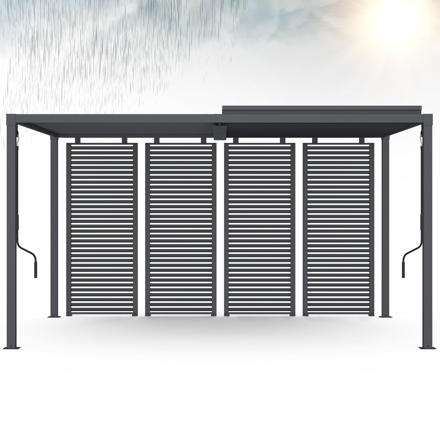 IDMarket - Pergola bioclimatique Lames orientables Acier 3x4 M avec persiennes Horizontales Gris Anthracite