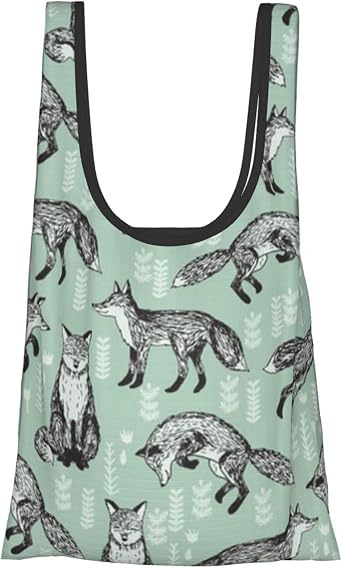 Eco Bag, Folding Shopping Bag, FoxMint Green Woodland Shopping Bag, Convenience Store Bag, Compact, Repeated Use, Lightweight, Large Capacity, Storage, Stylish, one_color
