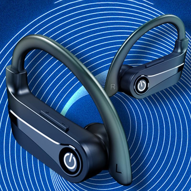Bezprzewodowe słuchawki Bluetooth, redukcja szumów, wysoka pojemność baterii, sportowe słuchawki douszne z bezpiecznym dopasowaniem do biegania i treningów