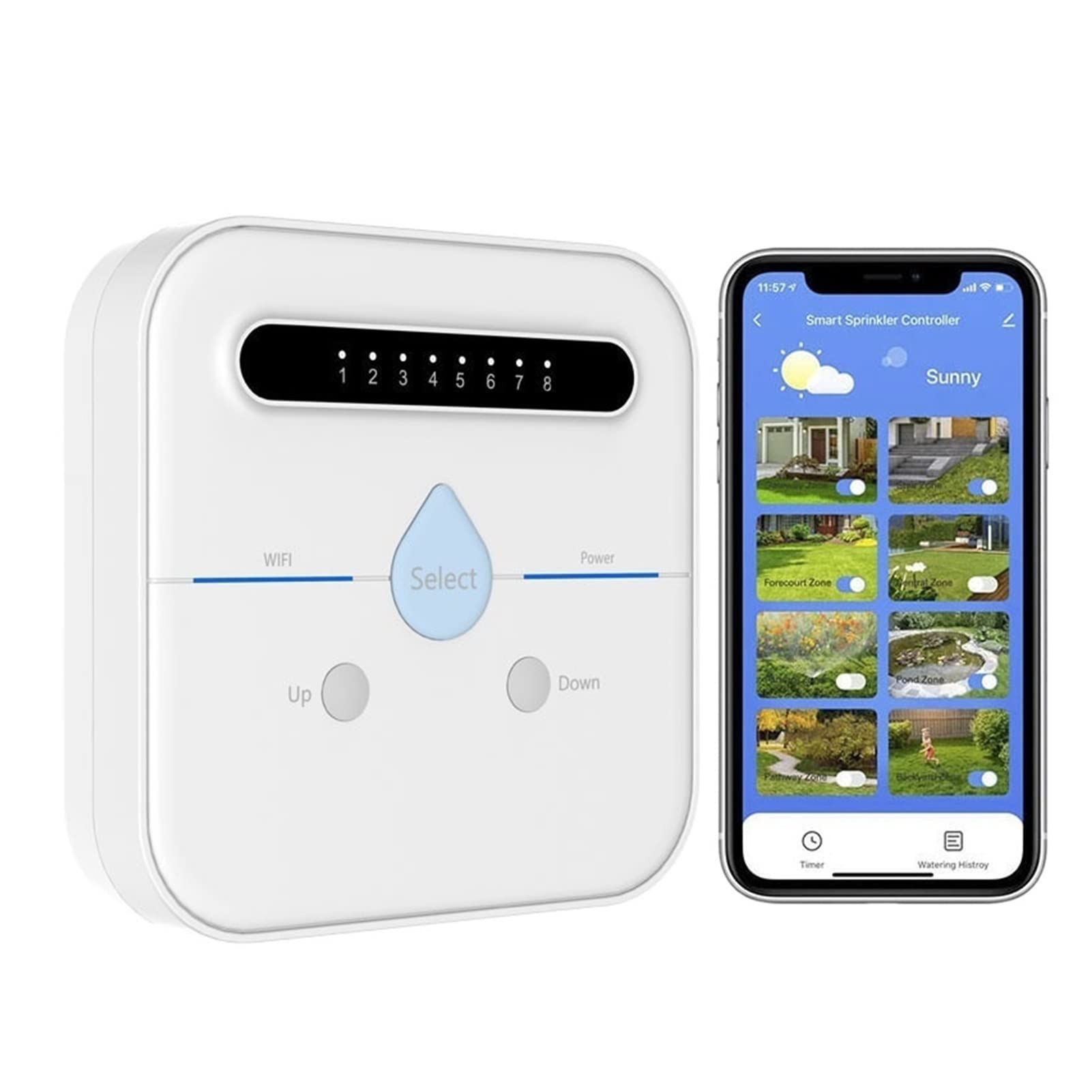 Válvula de agua inteligente Apagado Controlador de riego inteligente Controlador de válvula de agua Wifi Sistema de riego de riego automático Temporizador de riego de jardín inteligente Control remo