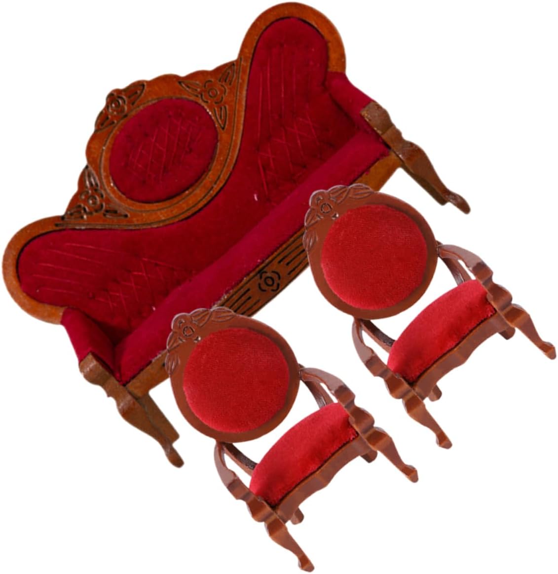 GALPADA 2sets Miniature Doll House Furniture Vintage Couch Chair for DIY Dollhouse Decor Tiny Accessories Quality for Rooms 3pcs*2
