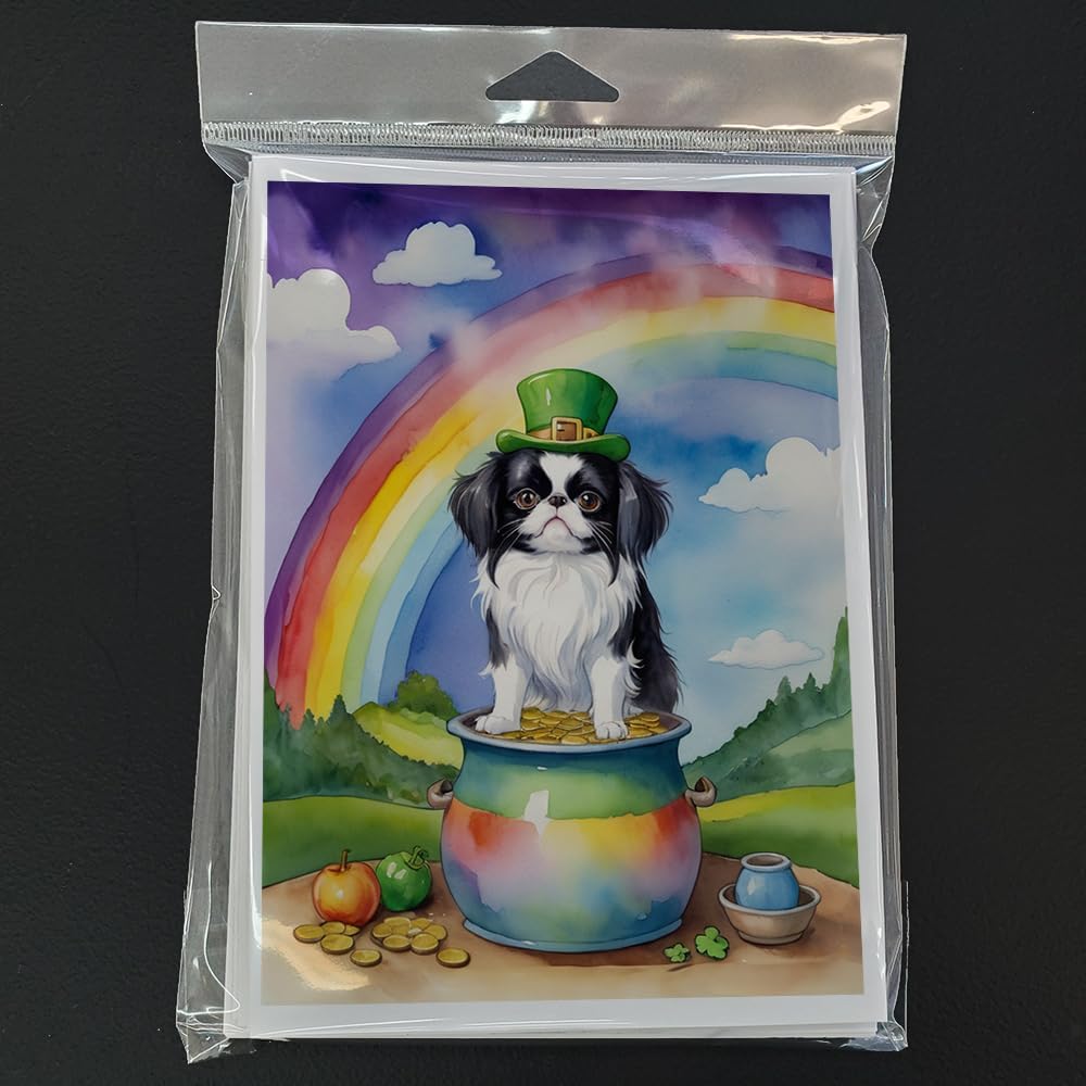 Caroline's Treasures DAC5563GCA7P Japanese Chin St Patrick's Day Greeting Cards Pack of 8 Blank Cards with Envelopes Whimsical A7 Size 5x7 Blank Note Cards
