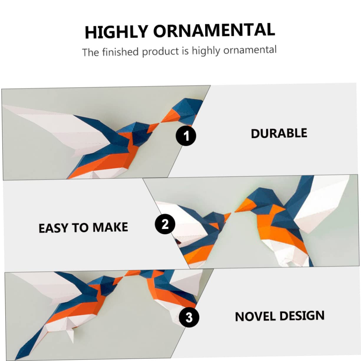 Decoración De Pared Pájaro Origami 3D - Modelo De Papel, Colgante, Para Sala De Estar O Jardín