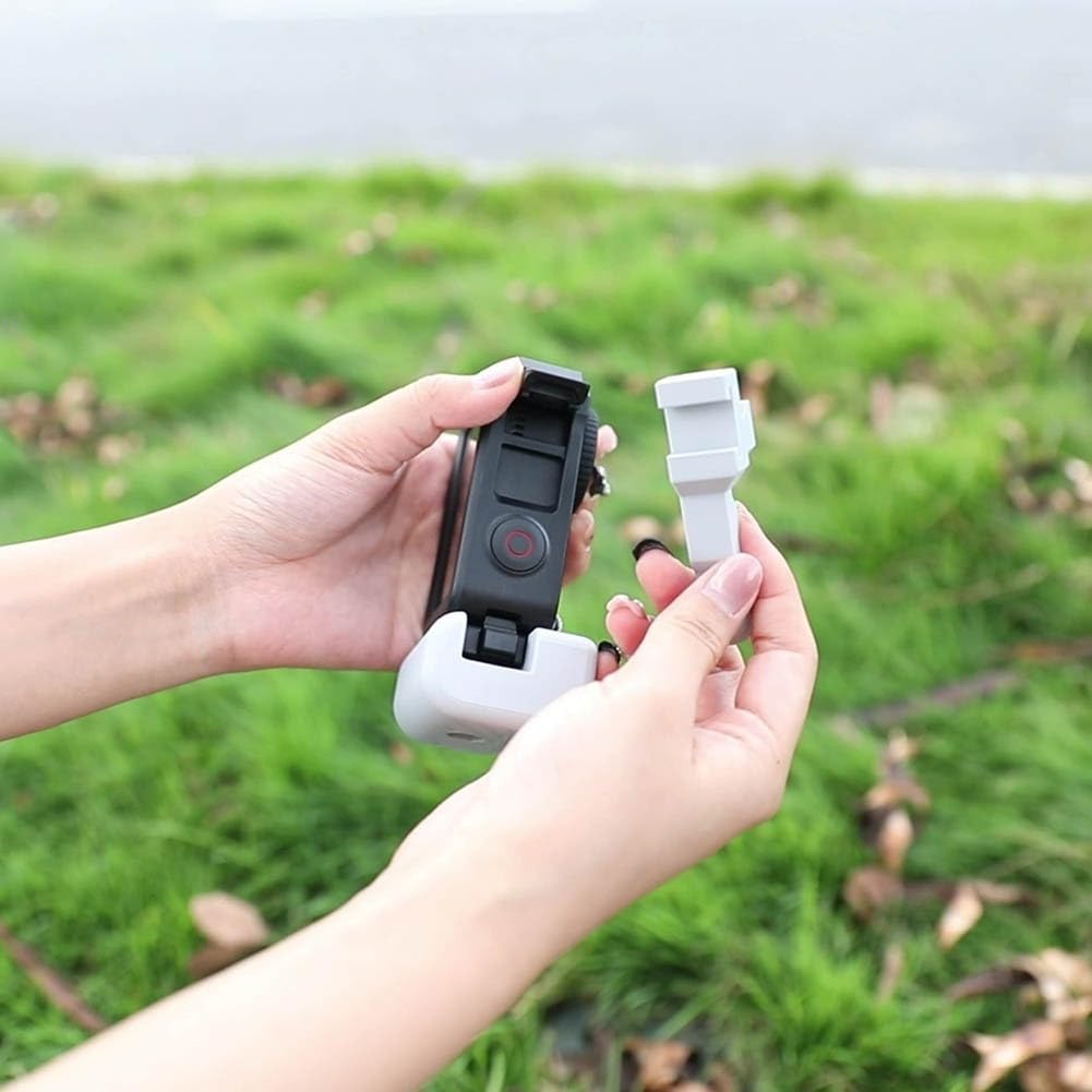 Para DJI Action 5 4 3 Mango de cámara de liberación rápida Ligero Portátil Plástico Foto Grip con correa de mano y botón para fotografía de viajes de aventura (negro)
