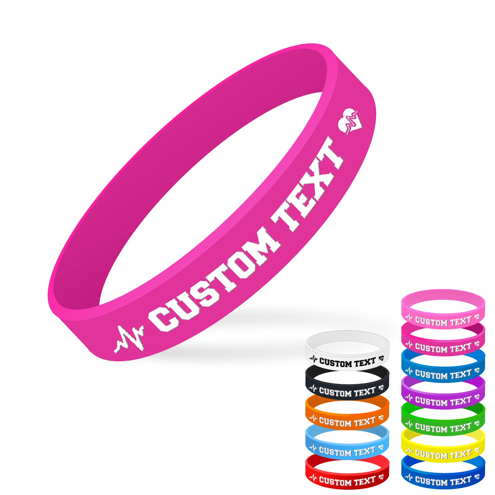 Personalised Silicone Bracelet - Custom Wristbands, ID Bands for Kids With Text/Phone Number, Custom Rubber Bracelets for Events, Motivation, Gifts (Bright Red)