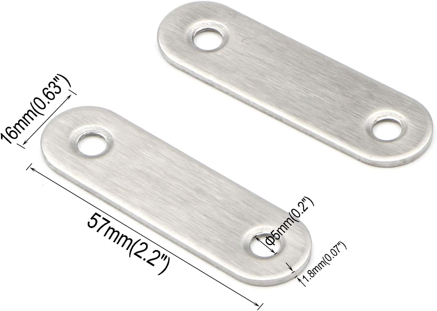 Pxyelec 2.2 Inch 2 Holes Stainless Steel Flat Mending Repair Plate Bracket Connector Flat Straight Brace Fixing Repair Plated Joint Bracket Pack of 20 - Image 3
