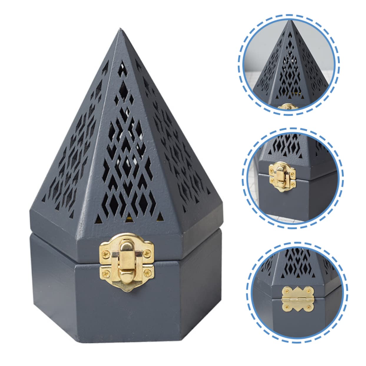 Pyramidenförmiger Räucherkegelbrenner mit Hohldesign zur Luftreinigung und Halter für Räucherstäbchen im Wohnzimmer und Esszimmer