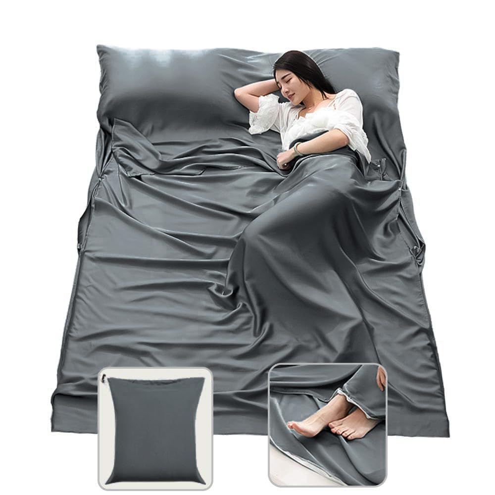 MongByYa Sleeping Bag Liner Lightweight Compact Sleeping Bag Sack Portable Clean Travel Sheet Camping Sleep Sheet for Backpacking Hotel Hiking