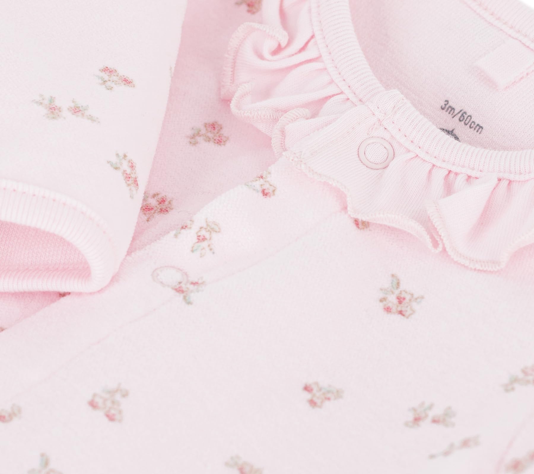 Petit Bateau Baby-Schlafanzug aus Velours mit Kragen und Blumenmuster