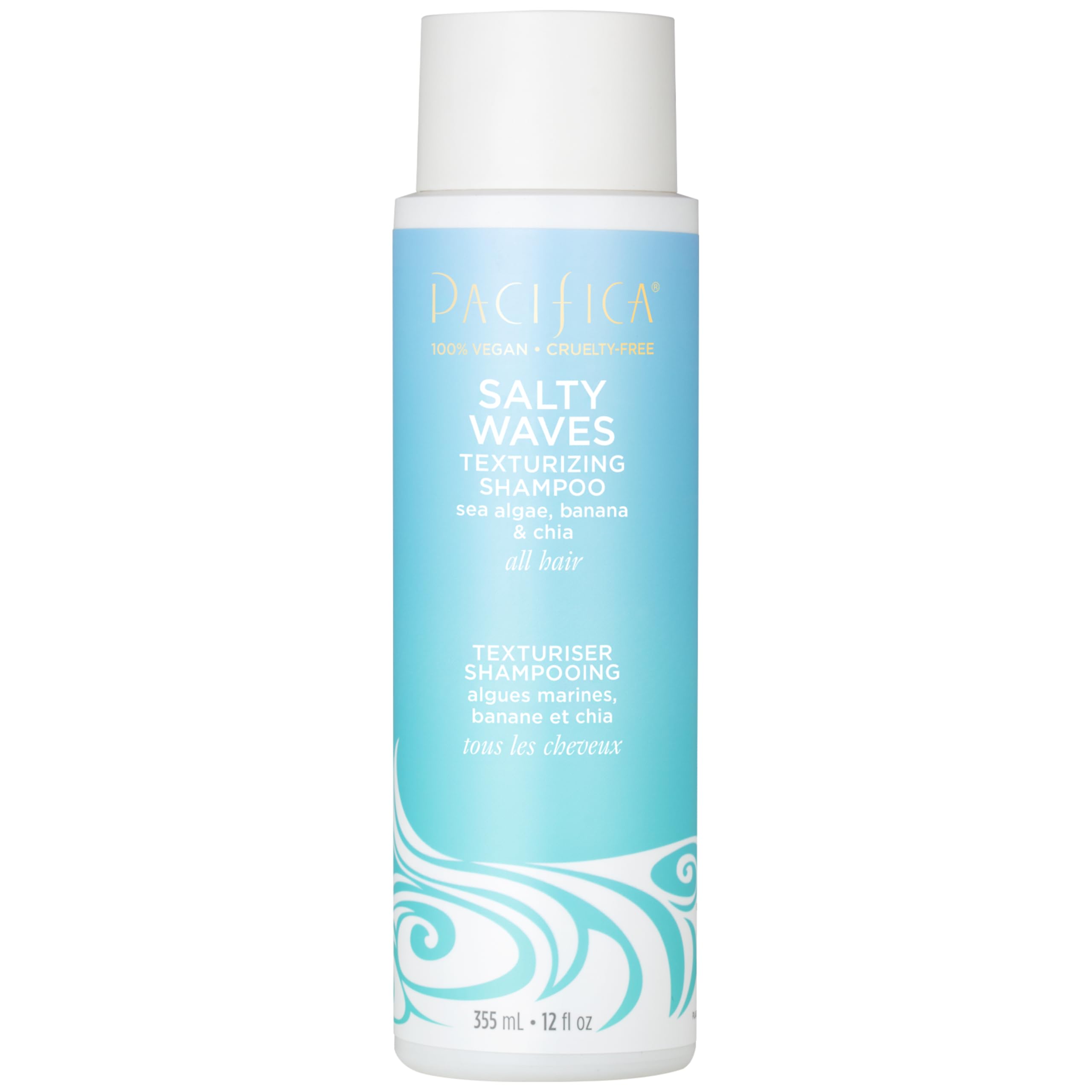 Pacifica Beauty, Salty Waves Texturizing and Moisturizing Shampoo, Banana Scent, For All Hair Types, Vitamin B + Vitamin E, Beach Hair, Beachy Waves, Sulfate Free, Vegan & Cruelty Free