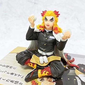 Kyoro Renka (Demon Striker) 15cm Kyojuro Sitting Eating Action Figure for Home Decor, Office, Desk & Study Table Decor, Car Dashboard | Rengoku Figure Gift for Kids, Family & Friends