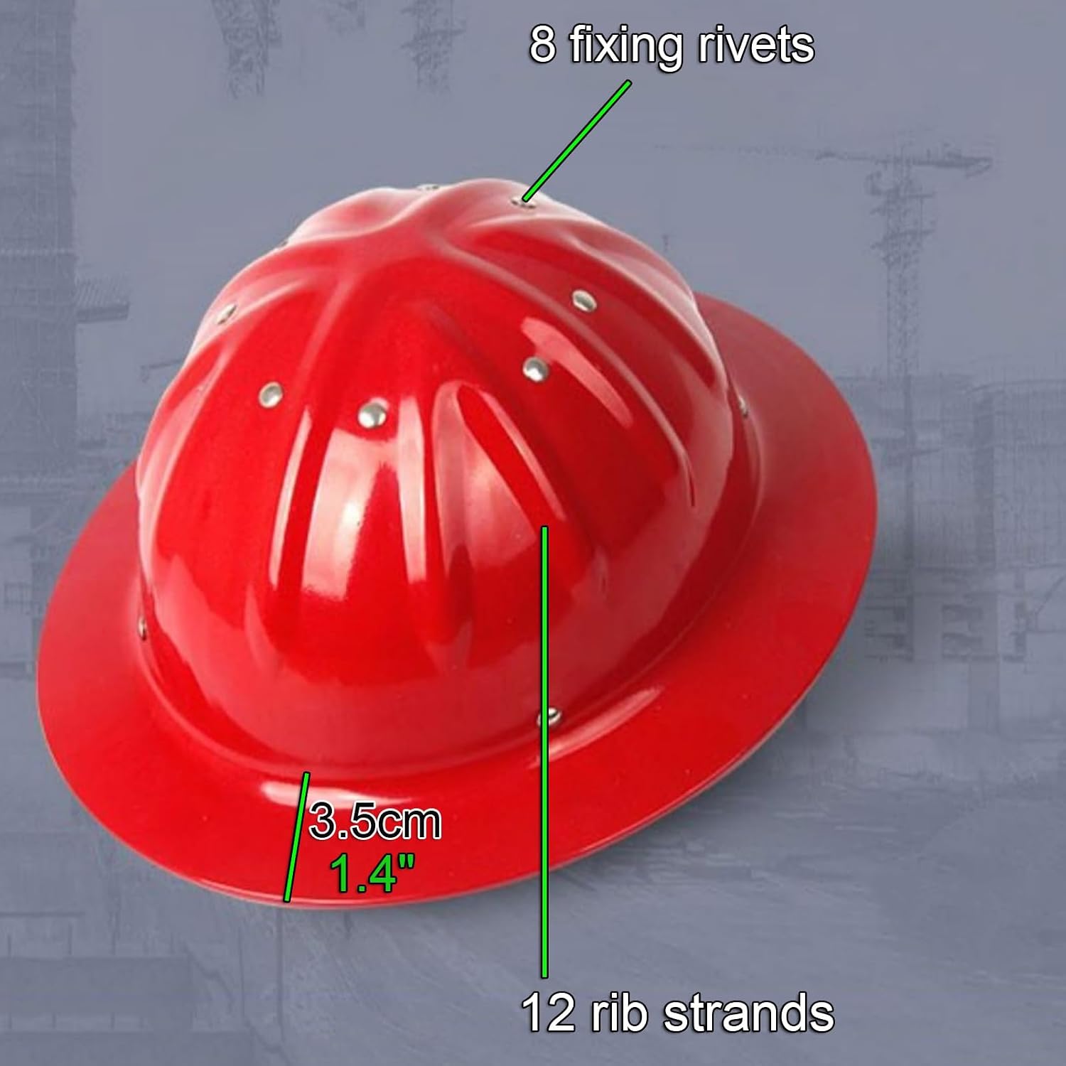 Aluminum Hard Hat with Removable Liner Full Brim Design 4-Point Fixed Helmet Built-in Suspension Adjuster Head Circumference (20.5-25")