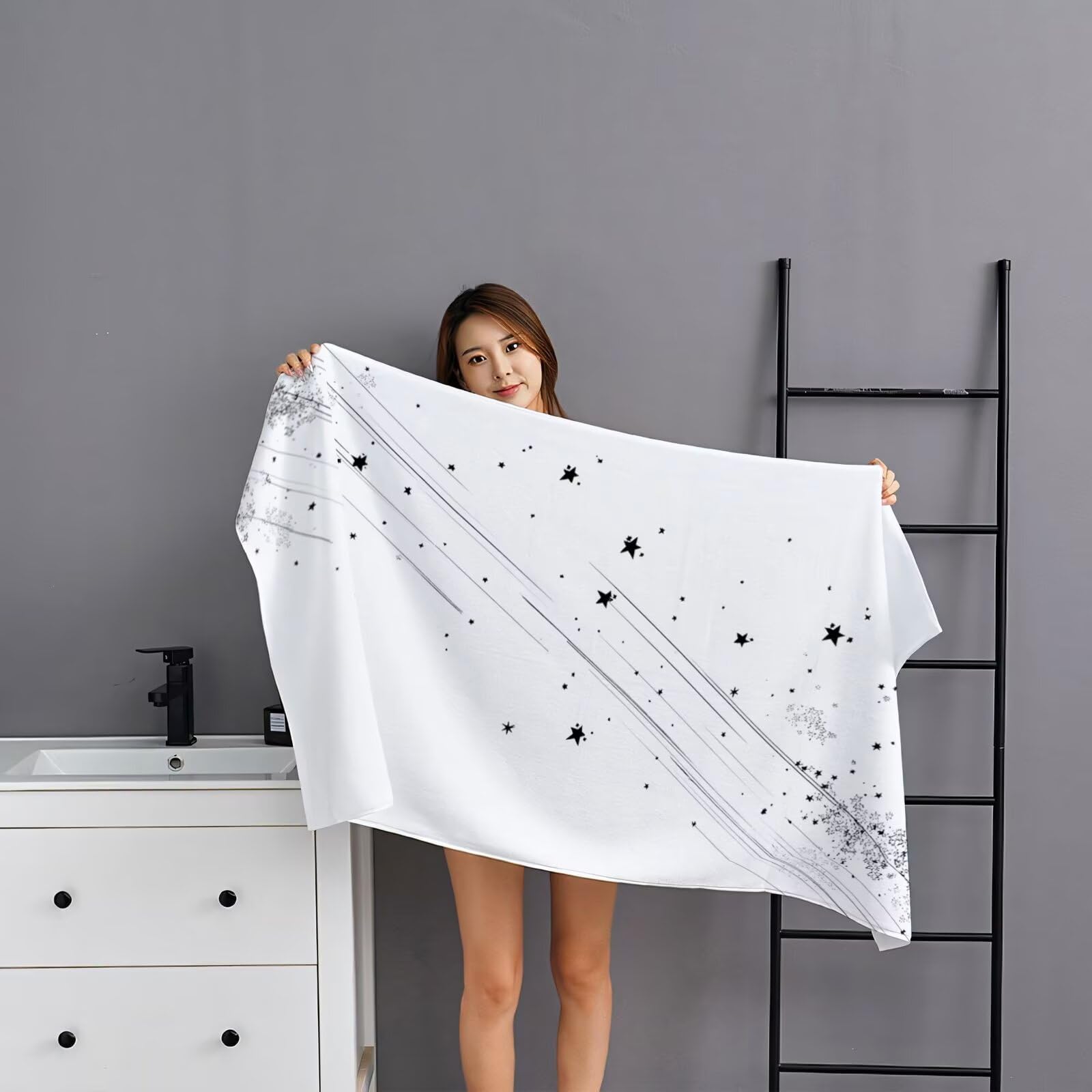 Toalla Playa XXL 100x220cm Línea，Toalla Microfibra 2 Pack Simple Secado Rápido y Antiarena，Absorbente，Ligera Fina y Compacta，Aplicable a Playa，Baño，Piscina，Gimnasio，Viajes，Sauna YJ-289