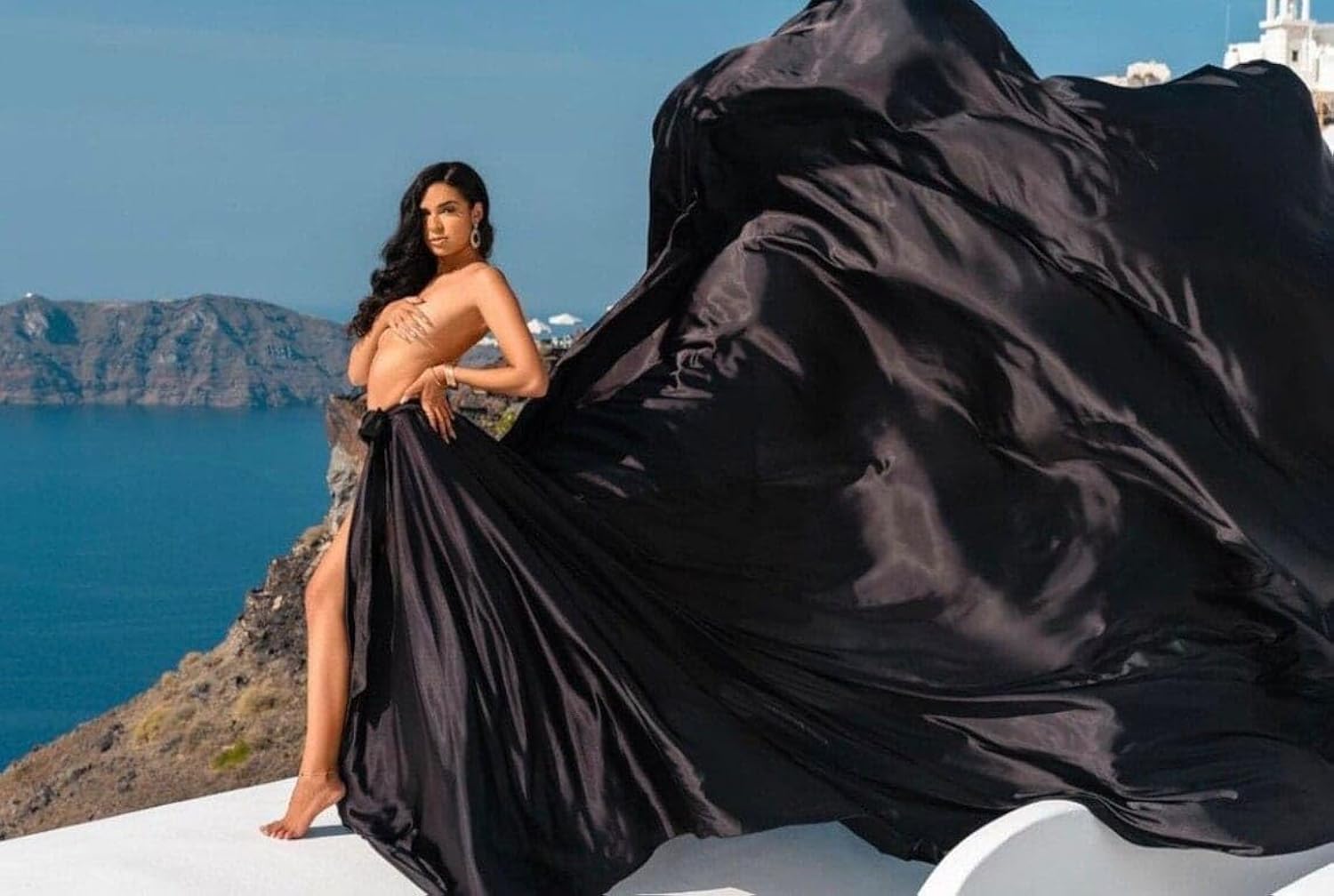 Infinity Flying Skirt | Black Folwy Dresses for Photoshoot | Photoshoot Dresses | Flowy Skirt | Engagement Dress | Santorini Flying Skirts