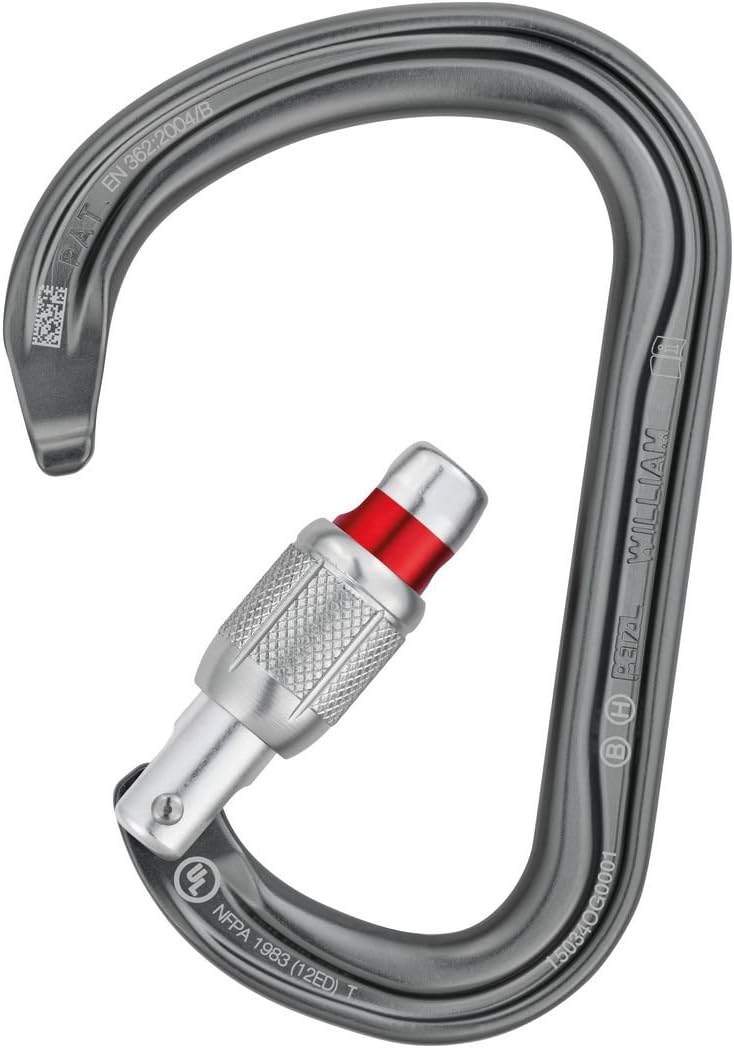 Petzl William Carabiner - Large, Pear-Shaped Locking Carabiner for Belay Stations and Belaying on a Munter Hitch