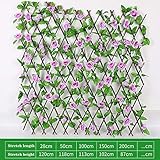 Enrejado De Valla Expansible,Seto De Madera Retráctil con Hojas De Flores Artificiales Pantalla De Privacidad De Enrejado Expansible