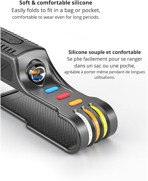 Lampe Frontale LED Puissante et Projecteur – Éclairage Blanc + LED Bleue Rouge Jaune – Haute Visibilité Nuit et Sécurité, Mains Libres, Résistante aux Projections d’Eau – Camping, Sport, Bricolage - 5