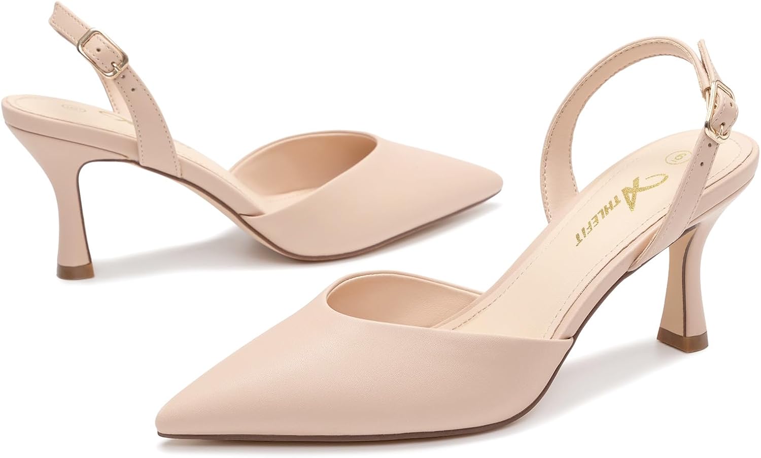 Athlefit Closed Pointed Toe Heels for Women Dress Work Wedding Party Slingback Stiletto Pumps Shoes - Image 5