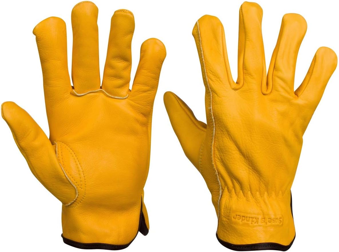 Suse's Kinder Top Grain Leather Work Gloves for Men and Women (3 Pairs, Large)