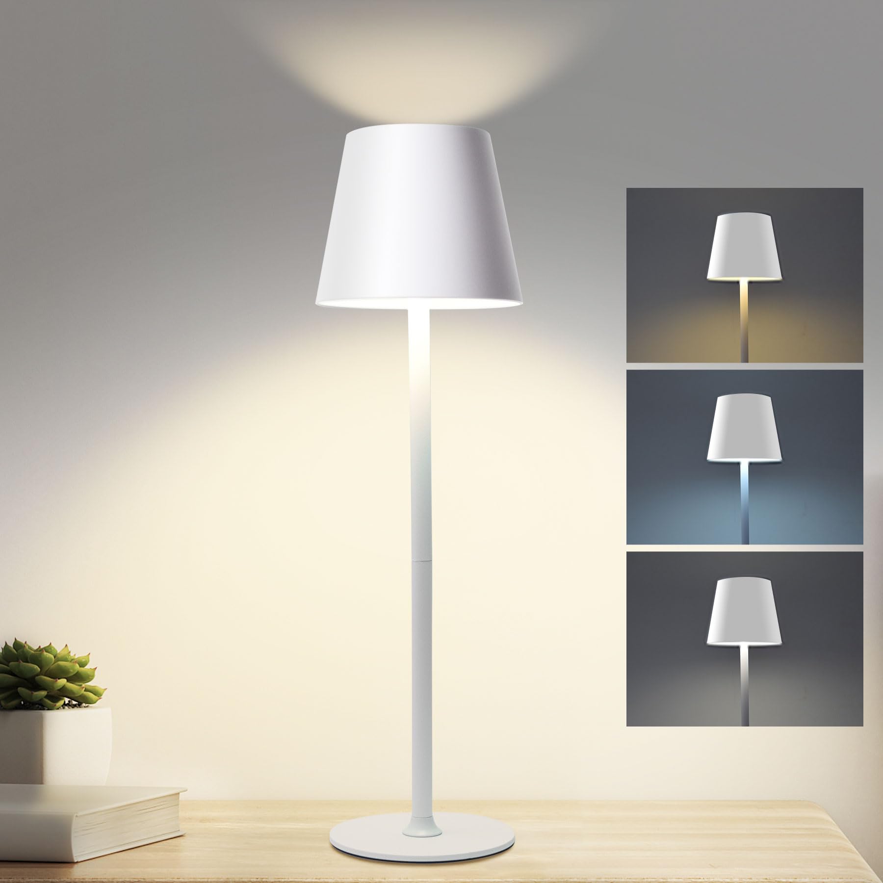 Lampada da Tavolo, Lampada da Tavolo Senza Fili, con Batteria da 5200 mAh, Lampada da tavolo a Batteria Ricaricabile con USB, IP54 Impermeabile per Soggiorno Camera da Letto Sala da Pranzo Bar