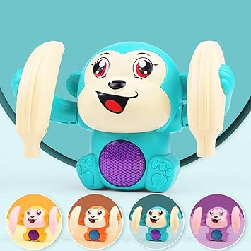 SaleOn Dancing and Spinning Rolling Doll Tumble Monkey Toy Voice Control Banana Monkey with Musical Toy with Light and Sound Effects and Sensor Mix Colors