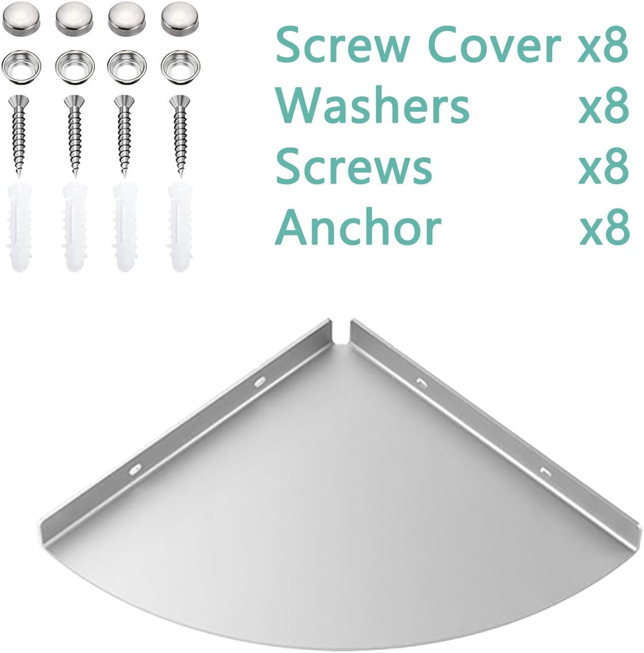 2-Pack Brushed Shower Corner Shelf 304 Stainless Steel Bathroom Shower Caddy Wall Mounted 7.87in Triangular Corner Shelf for Bathroom Kitchen Balcony