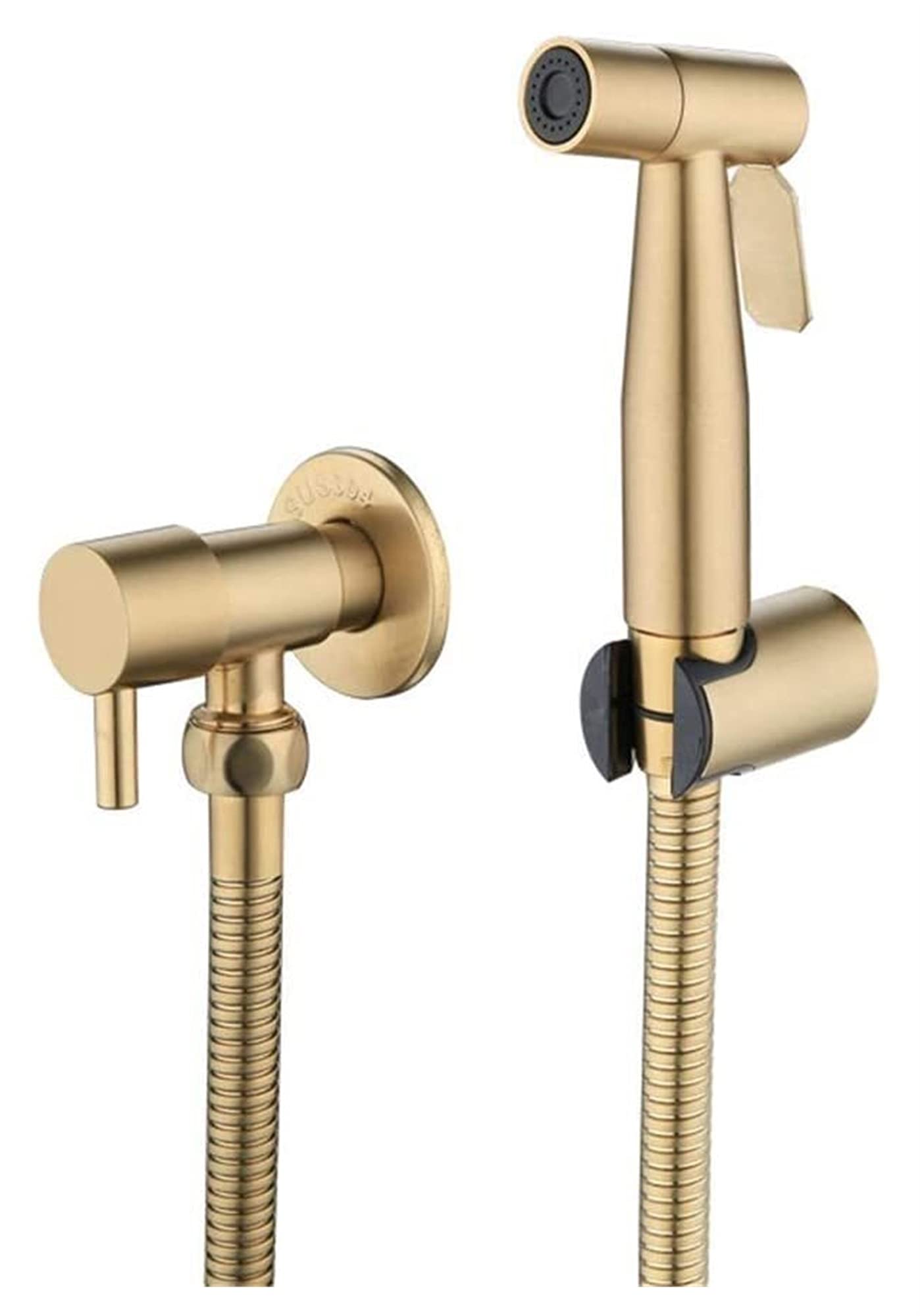 Sistemi di doccetta per WC, Rubinetto per Vasca, doccetta Portatile, Kit per WC con Doccia, Spazzola, Set di valvole in Rame Dorato, Rubinetto JetFaucet