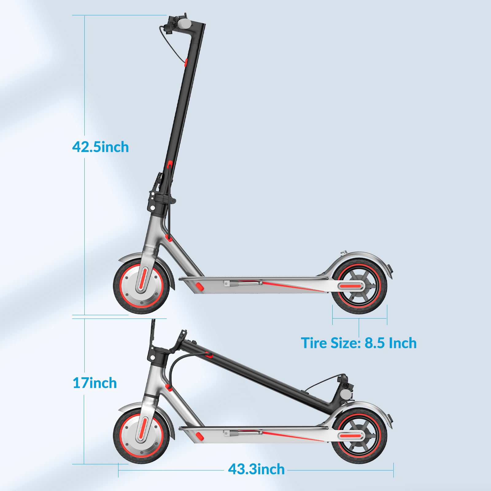 Monopattino Elettrico Adulto, Pneumatici da 8,5"/10'', Velocità Fino a 25 Km/h, 25/35/38/48Km di Autonomia, Carico massimo 120 kg, Monopattino Elettrico con Sistema di Controllo di Doppia frenata