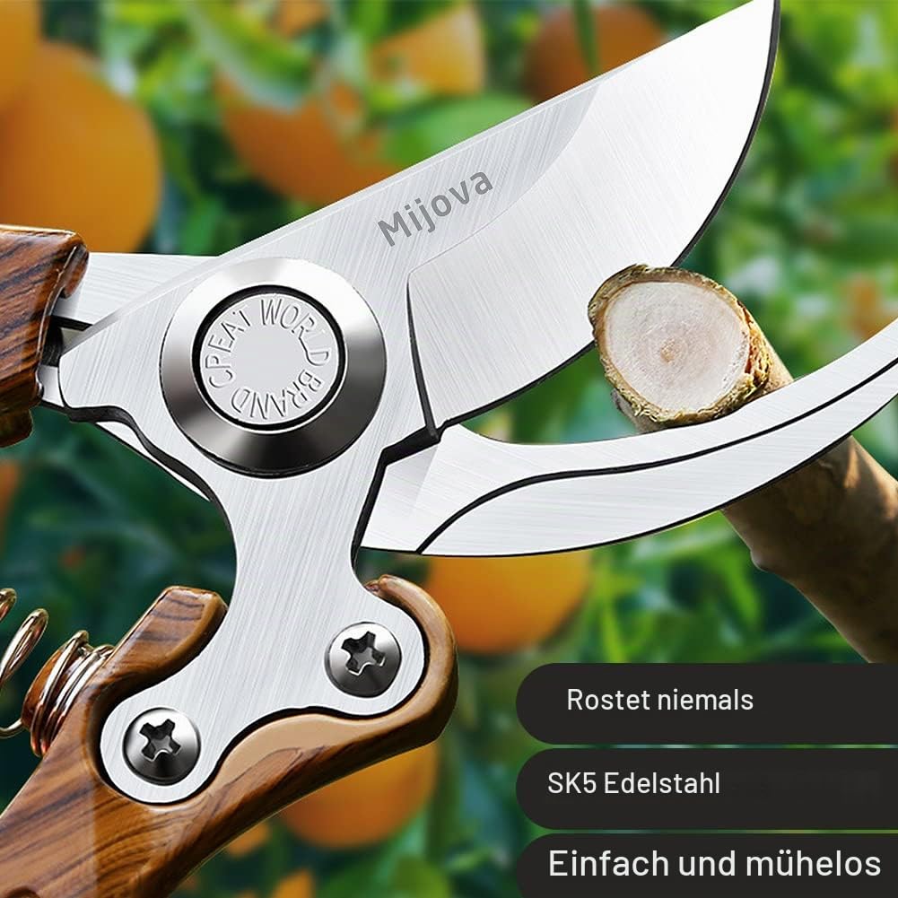 Robuste Gartenschere mit rostfreien Edelstahlklingen, beste Handschere, ergonomische Gartenwerkzeuge (MJ005)