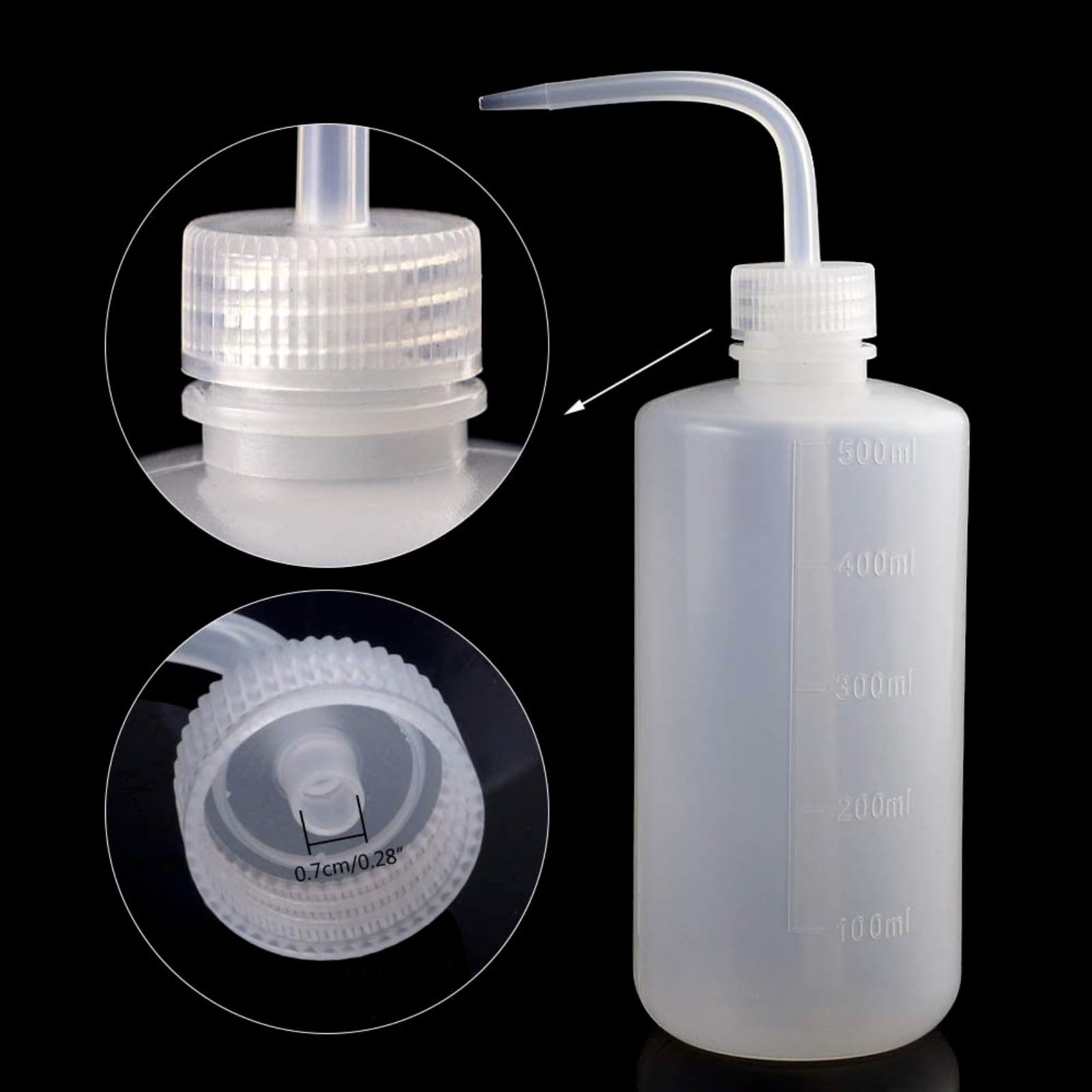 6 bottiglie di sicurezza in plastica da 500 ml, bottiglia da spremere con punta inclinata per un flusso uniforme, bottiglia flessibile per conservare acetone, utensili da lavaggio
