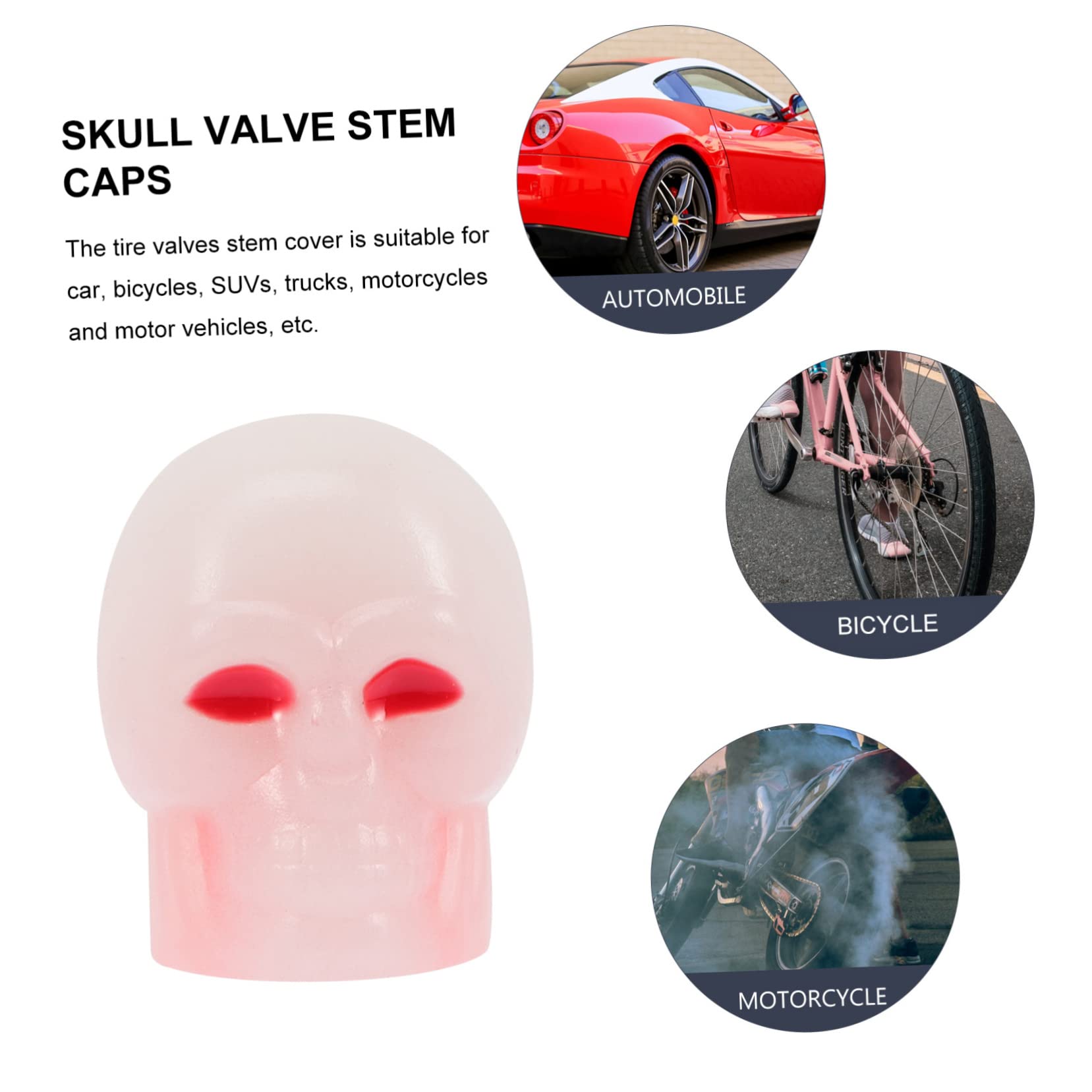 Gatuida 80pièces Capsules De Valve De Pneu Fluorescentes Forme De Crâne Lot de Bouchons Universels pour Voitures Et Vélos Décoration Nocturne pour Jantes