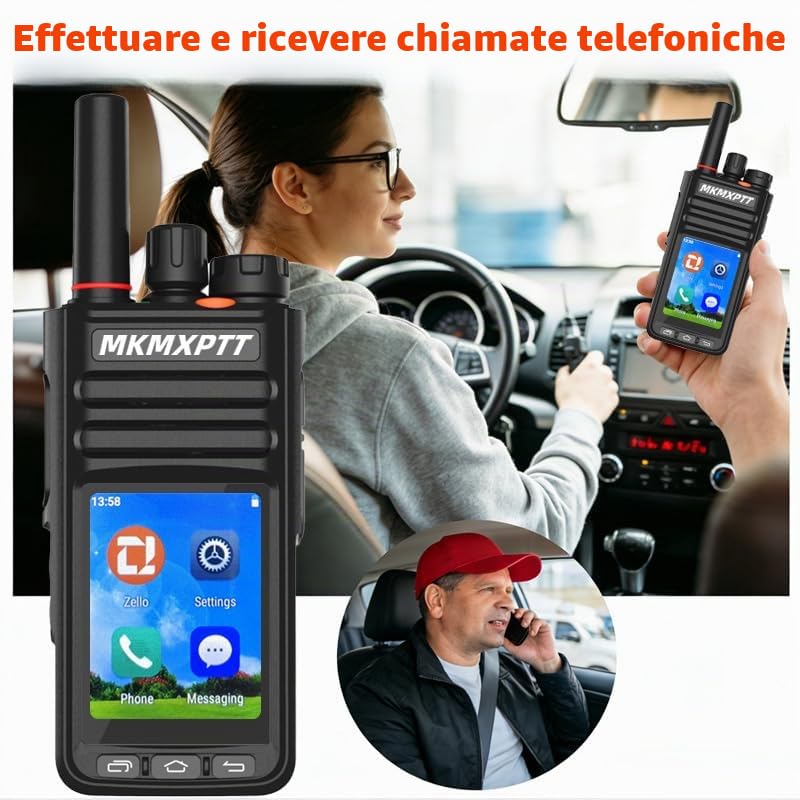 walkie-talkie globale HD, touchscreen TFT da 6,1 cm, Android 9.0, WLAN, Bluetooth, GPS, supporto 2G/3G/4G