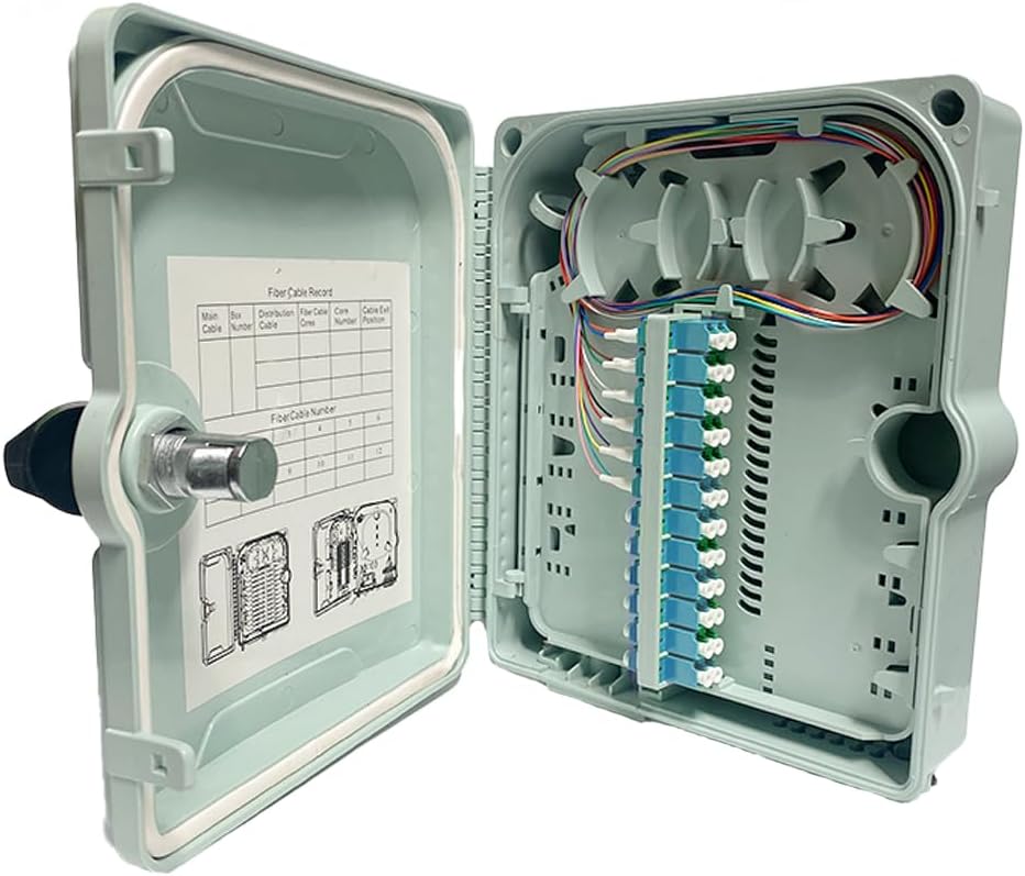 5er Link Technology Fiber Optic Wall Mount Enclosure, LC OS2 with Pigtails, Indoor/Outdoor, Weatherproof, Includes Couplers
