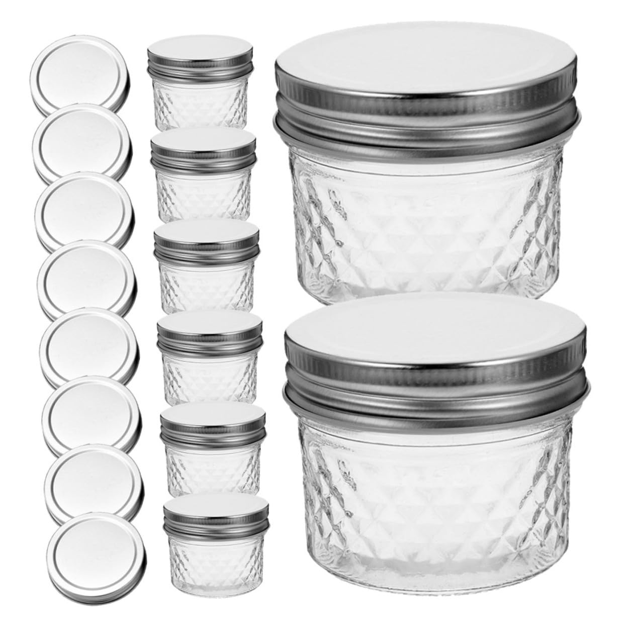 Set 16 Barattoli in Vetro da 120ml Coperchio per Marmellata Barattoli per Conserve Tondi a Bocca Larga Facili da Riempire per Pasticcerie e Ristoranti