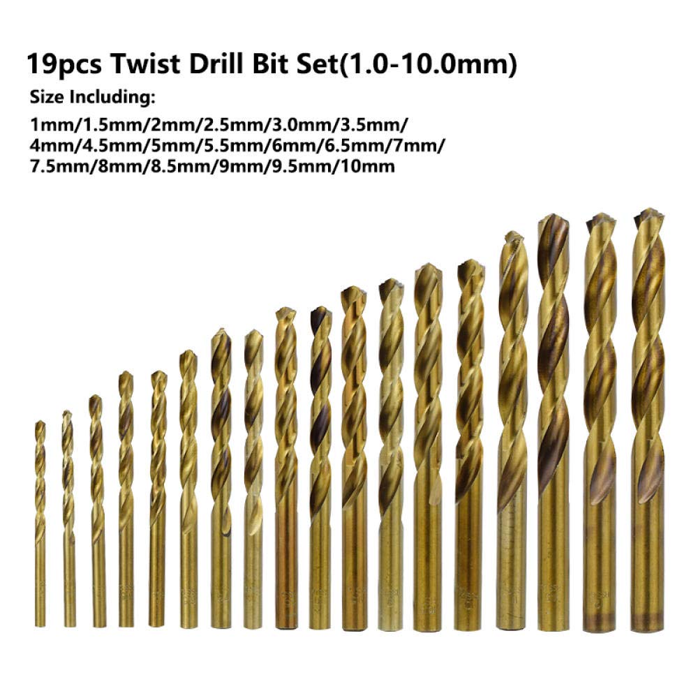 Ensembles de forets Ensemble de forets hélicoïdaux 13/19/25 pièces Ensemble de forets HSS revêtus de cobalt 1,0 mm à 13,0 mm Outils de perçage for le travail du bois - Ensemble de 25 pièces(19pcs Set)