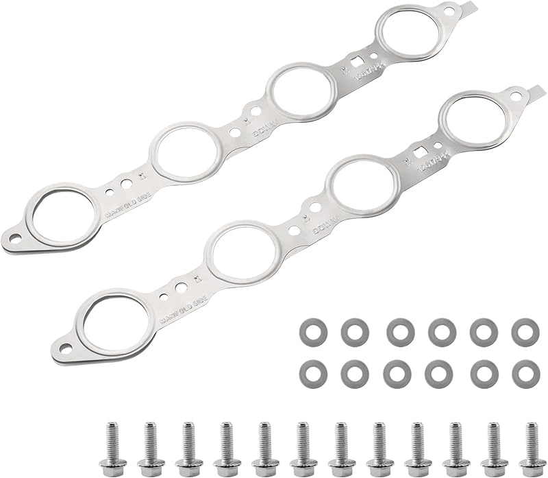 Junta do coletor de escapamento MLS ZONFANT com parafusos para motores LS Chevrolet GMC Cadillac – Kit com 2 juntas e 12 parafusos