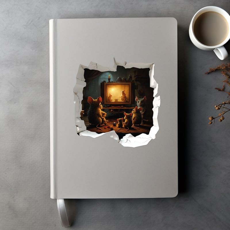 Miniatura 3 de Adhesivo de pared 3D con agujero para ratón, habitación de niños, aula, hogar, dormitorio, sala de estar, estantería, tamaño 5 x 5 pulgadas