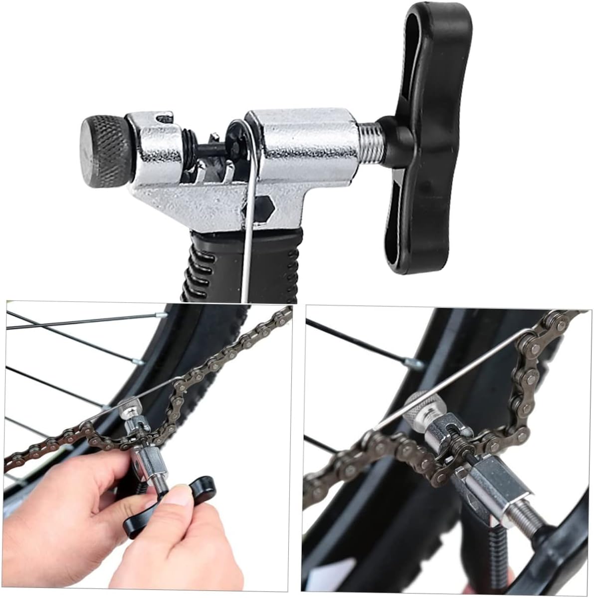 1set Bicycle Repair Tool Kit Professional Crank Extractor Freewheel Turner Bottom Bracket Remover Chain Breaker Three One Wrench for Mountain Road Bikes Silver Black