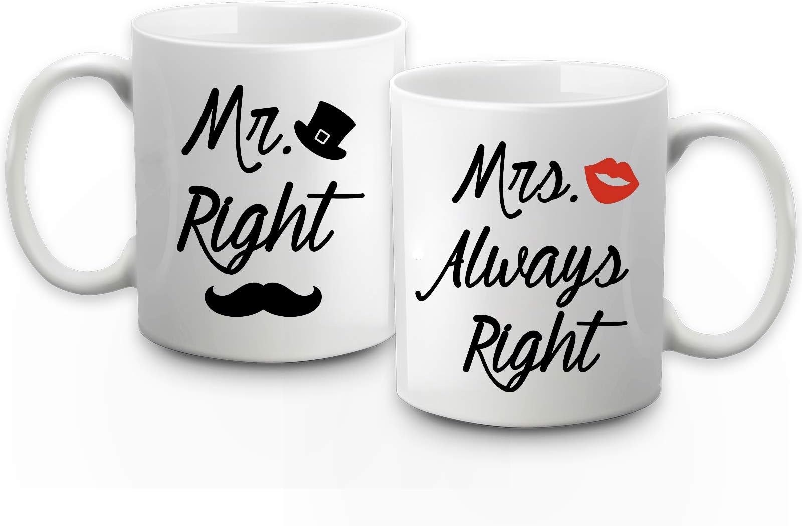 Toshiy Mr Right Mrs Always Coffee Mugs Couple And Wedding Gifts For Engagement Anniversary Valentines Day 11 Ounce